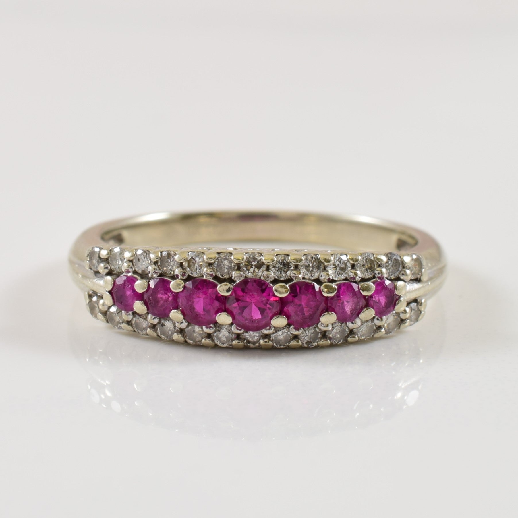 Synthetic Ruby & Diamond Ring | 0.35ctw, 0.20ctw | SZ 6.5 |