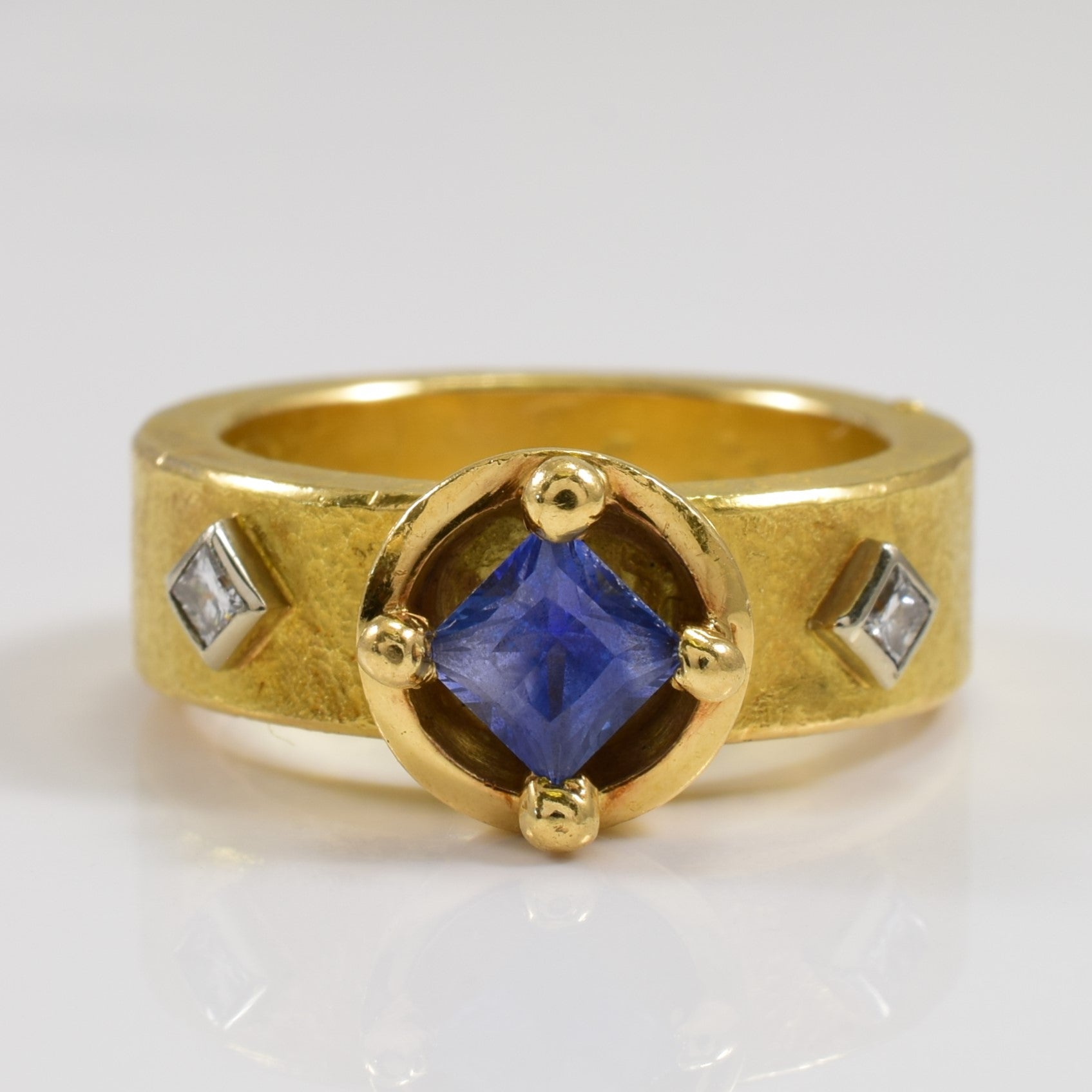 Blue Sapphire & Diamond Ring | 0.60ct, 0.10ctw | SZ 6 |