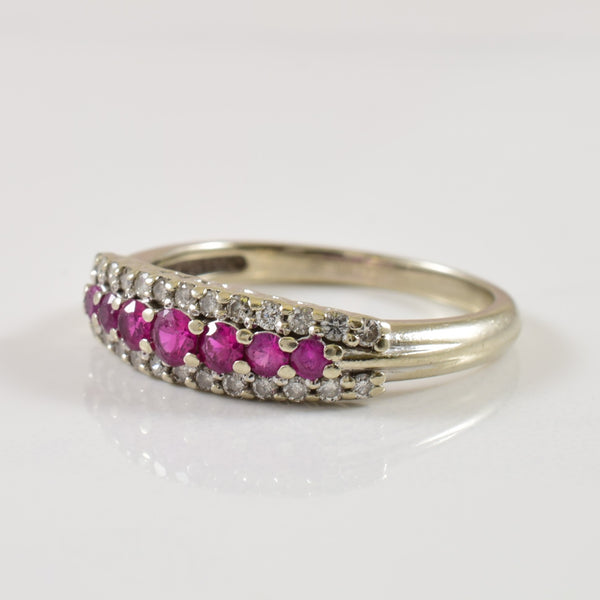 Synthetic Ruby & Diamond Ring | 0.35ctw, 0.20ctw | SZ 6.5 |