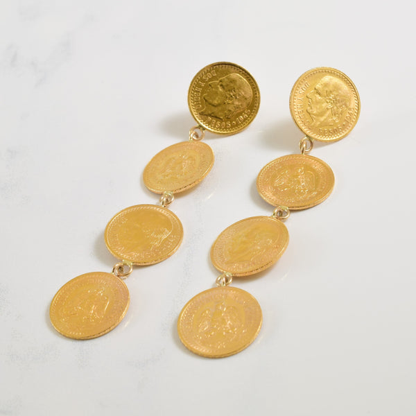 22k Yellow Gold Coin Drop Earrings |
