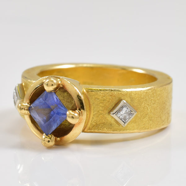 Blue Sapphire & Diamond Ring | 0.60ct, 0.10ctw | SZ 6 |