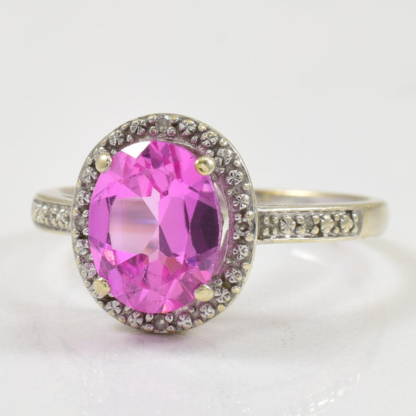 Synthetic Pink Sapphire & Diamond Ring | 2.25ct, 0.02ctw | SZ 7 |