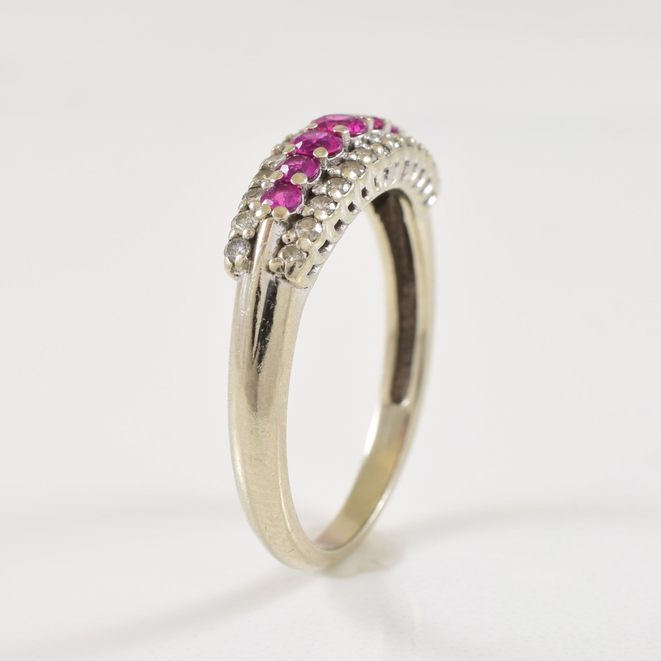 Synthetic Ruby & Diamond Ring | 0.35ctw, 0.20ctw | SZ 6.5 |