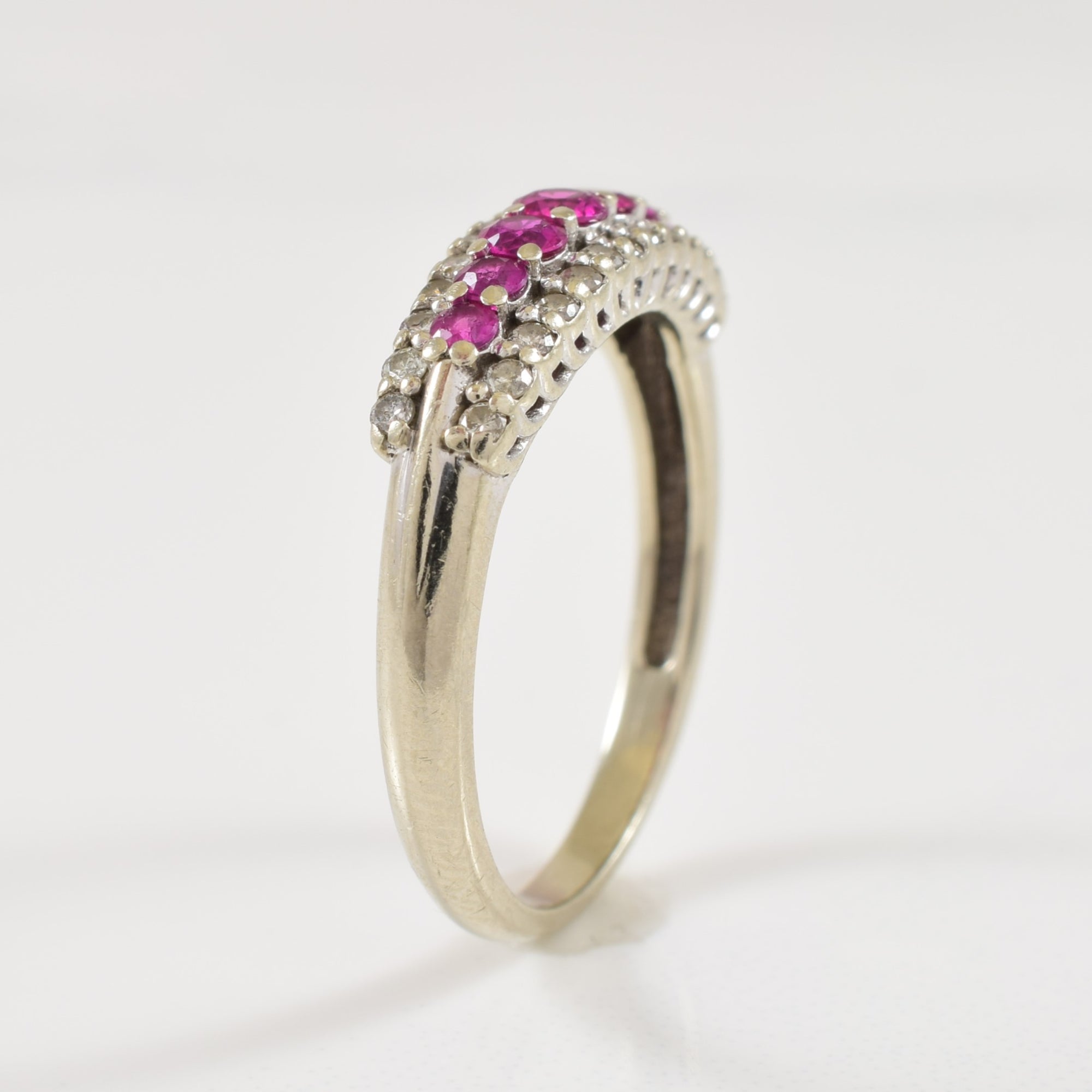 Synthetic Ruby & Diamond Ring | 0.35ctw, 0.20ctw | SZ 6.5 |