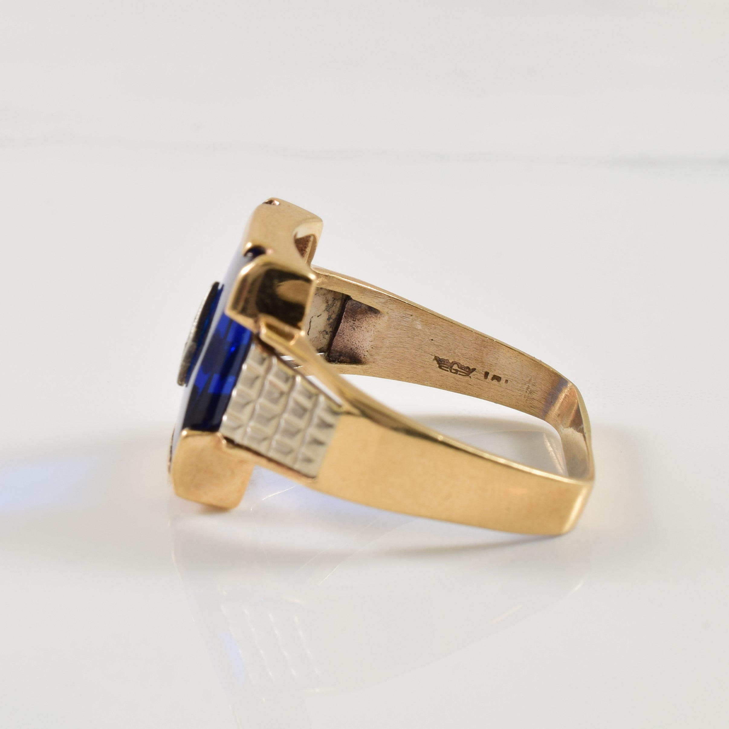 Synthetic Blue Spinel & Diamond Ring | 9.00ct, 0.02ct | SZ 12 |