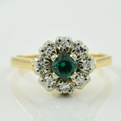 Diamond Halo with Glass Triplet Two Tone 14k Ring | 0.28ct, 0.14ctw | SZ 6 |