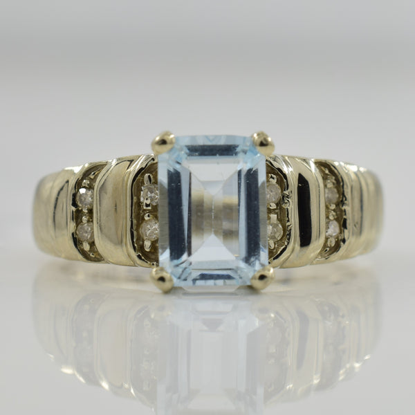 Aquamarine & Diamond Cocktail Ring | 0.85ct, 0.04ctw | SZ 5 |