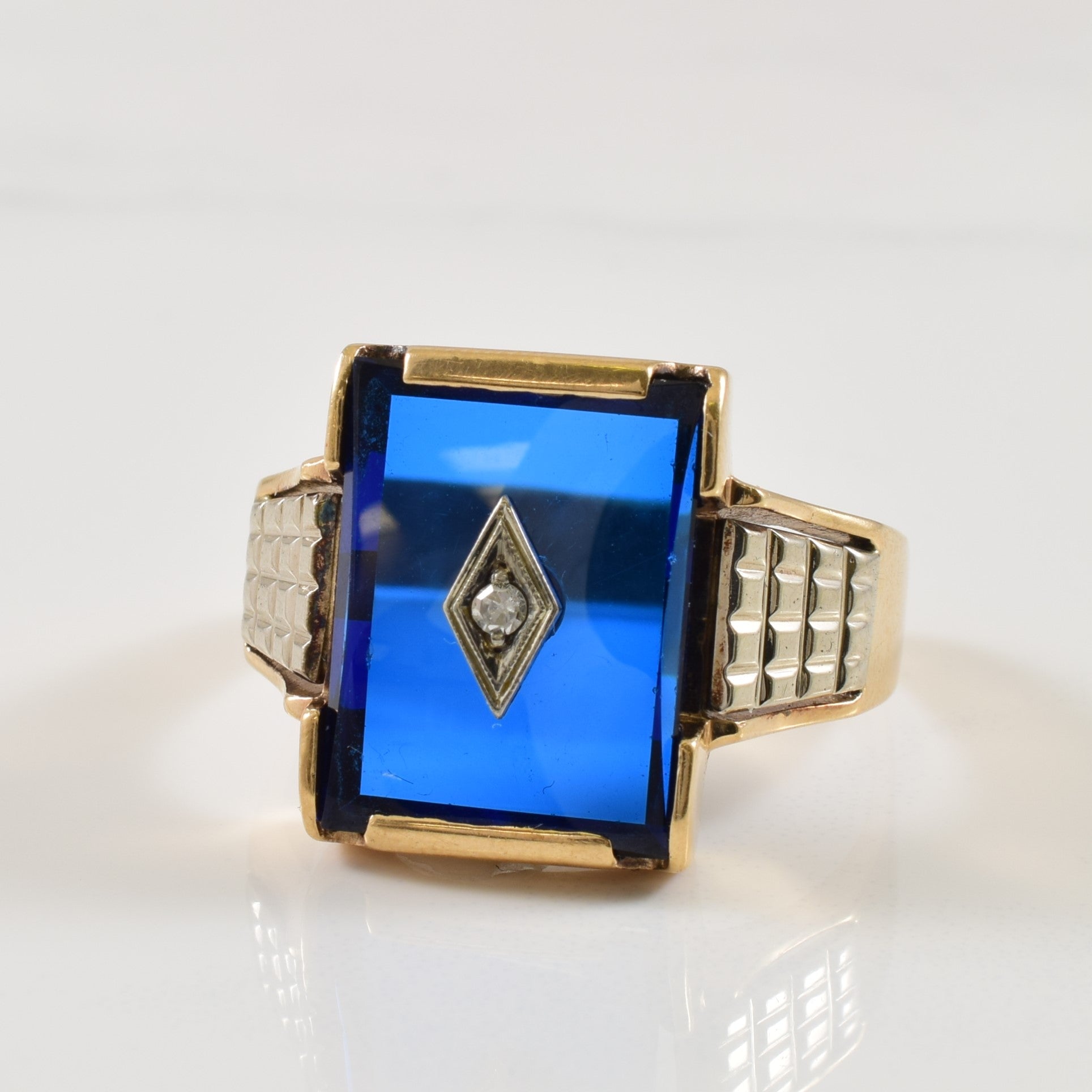 Synthetic Blue Spinel & Diamond Ring | 9.00ct, 0.02ct | SZ 12 |
