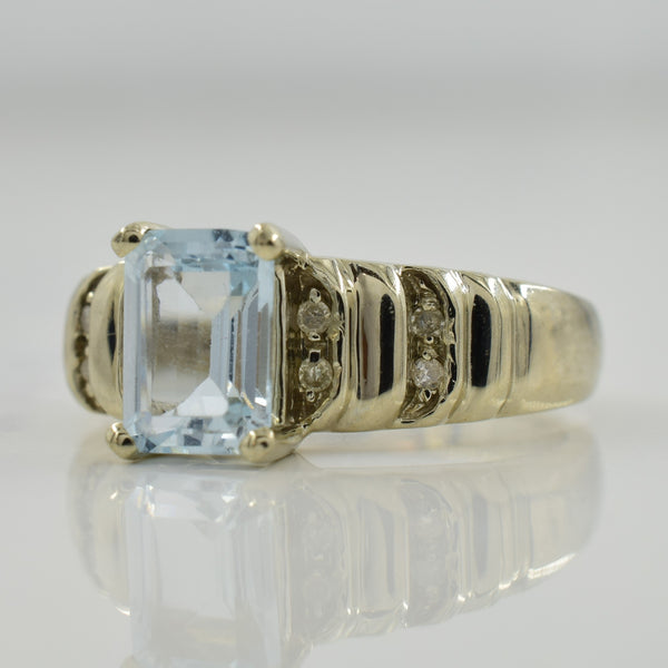 Aquamarine & Diamond Cocktail Ring | 0.85ct, 0.04ctw | SZ 5 |