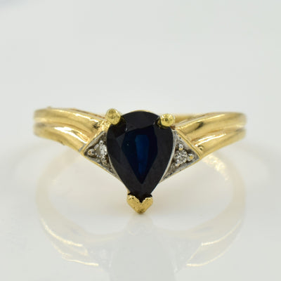 Blue Sapphire & Diamond Chevron Ring | 0.90ct, 0.01ctw | SZ 5.25 |