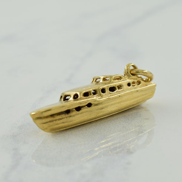 10k Yellow Gold Ship Charm |