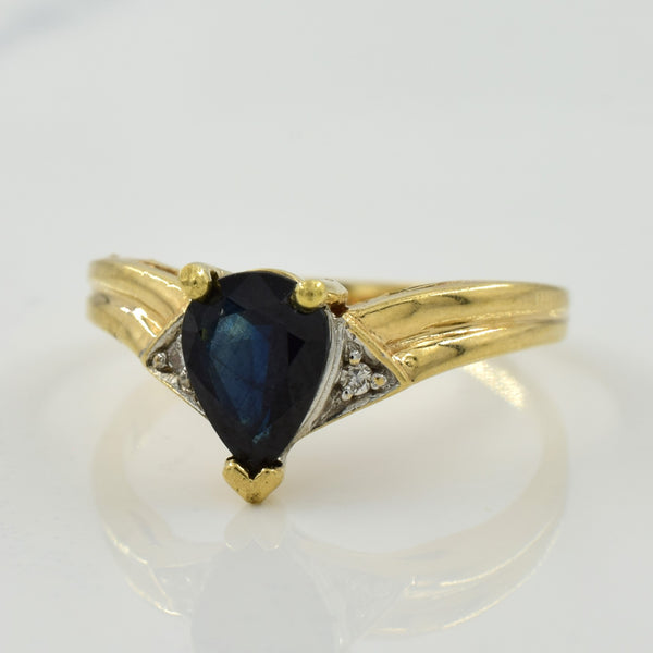 Blue Sapphire & Diamond Chevron Ring | 0.90ct, 0.01ctw | SZ 5.25 |
