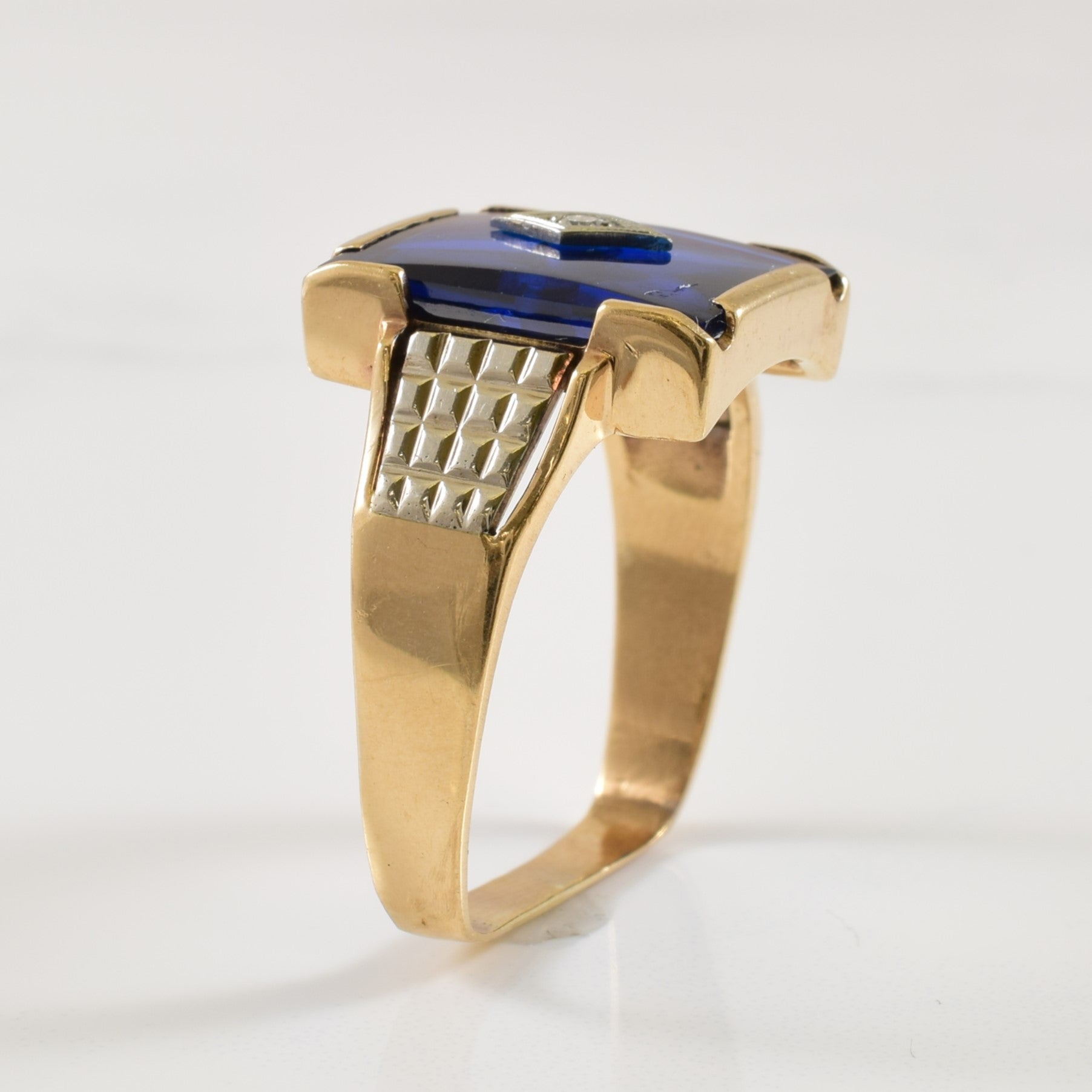 Synthetic Blue Spinel & Diamond Ring | 9.00ct, 0.02ct | SZ 12 |