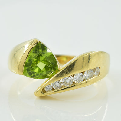 Peridot & Diamond Bypass Ring | 1.10ct, 0.18ctw | SZ 8.5 |