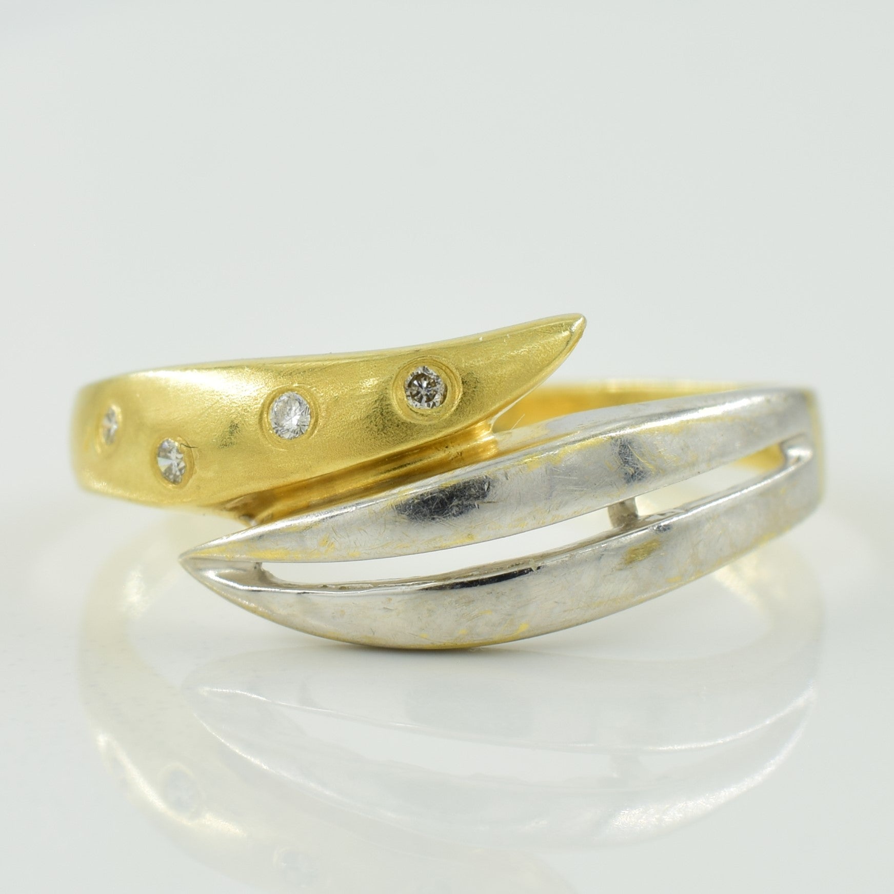 Two Tone Diamond Bypass Ring | 0.04ctw | SZ 7 |