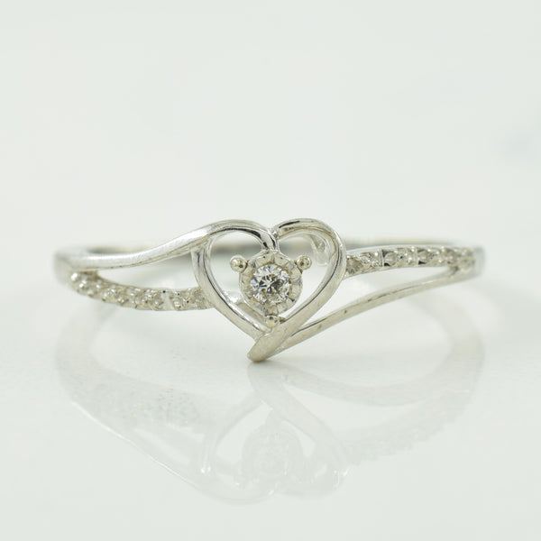 Sterling Silver Diamond Heart Ring | 0.02ctw | SZ 7 |