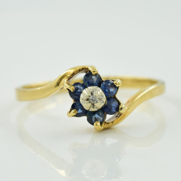 Blue Sapphire & Diamond Bypass Ring | 0.25ctw, 0.005ct | SZ 7.25 |