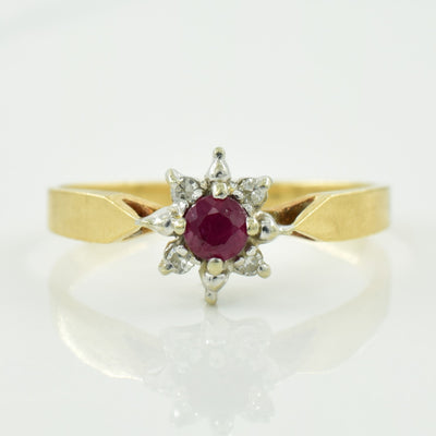 Ruby & Diamond Halo Ring | 0.13ct, 0.03ctw | SZ 5.25 |