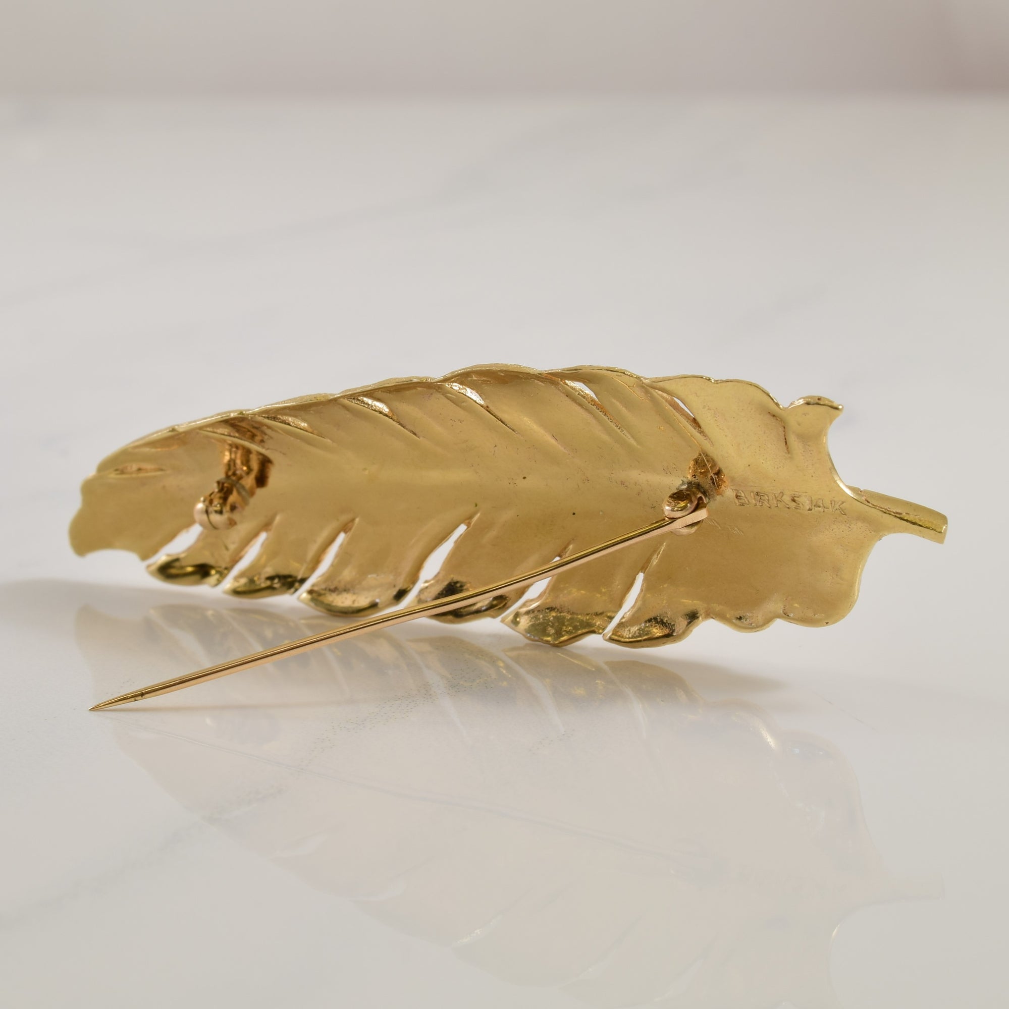 14k Yellow Gold Feather Brooch |