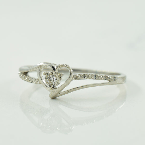 Sterling Silver Diamond Heart Ring | 0.02ctw | SZ 7 |