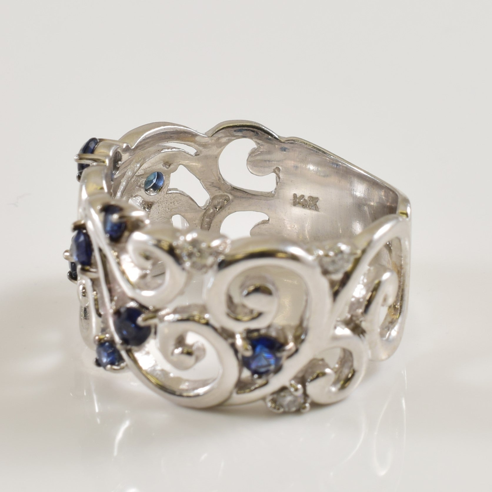 Sapphire & Diamond Filagree Ring | 0.50ctw, 0.10ctw | SZ 7.5 |