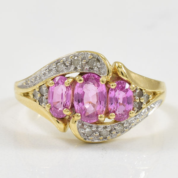 Pink Sapphire & Diamond Bypass Ring | 1.00ctw, 0.09ctw | SZ 6 |