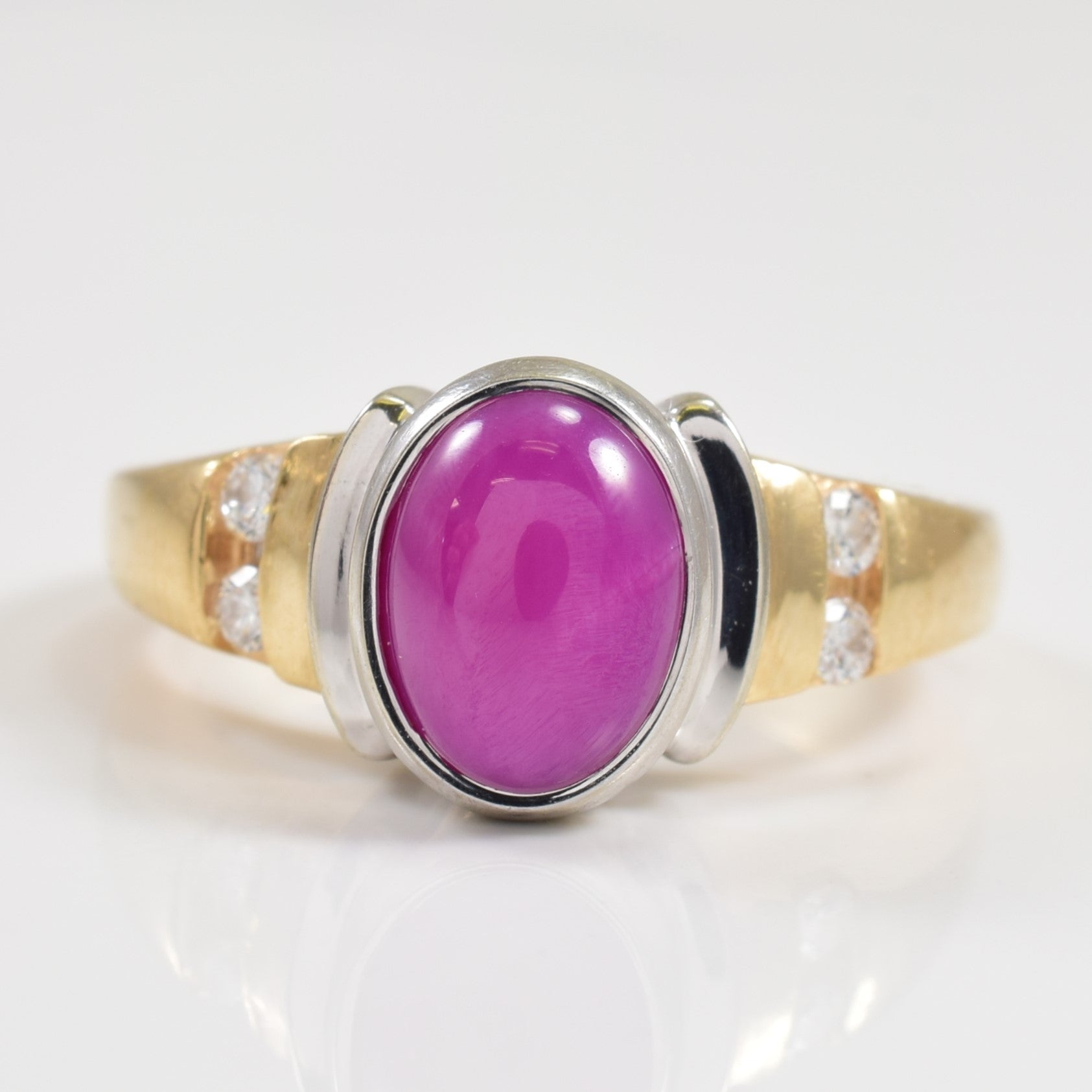 Synthetic Star Sapphire & Diamond Ring | 1.35ct, 0.08ctw | SZ 4 |