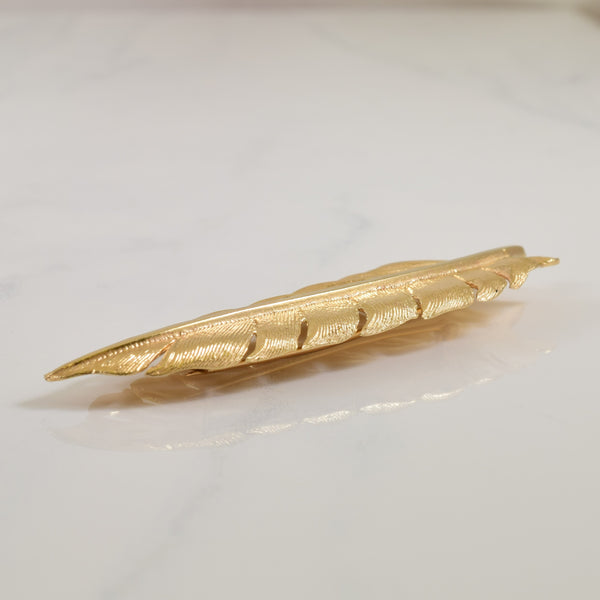14k Yellow Gold Feather Brooch |
