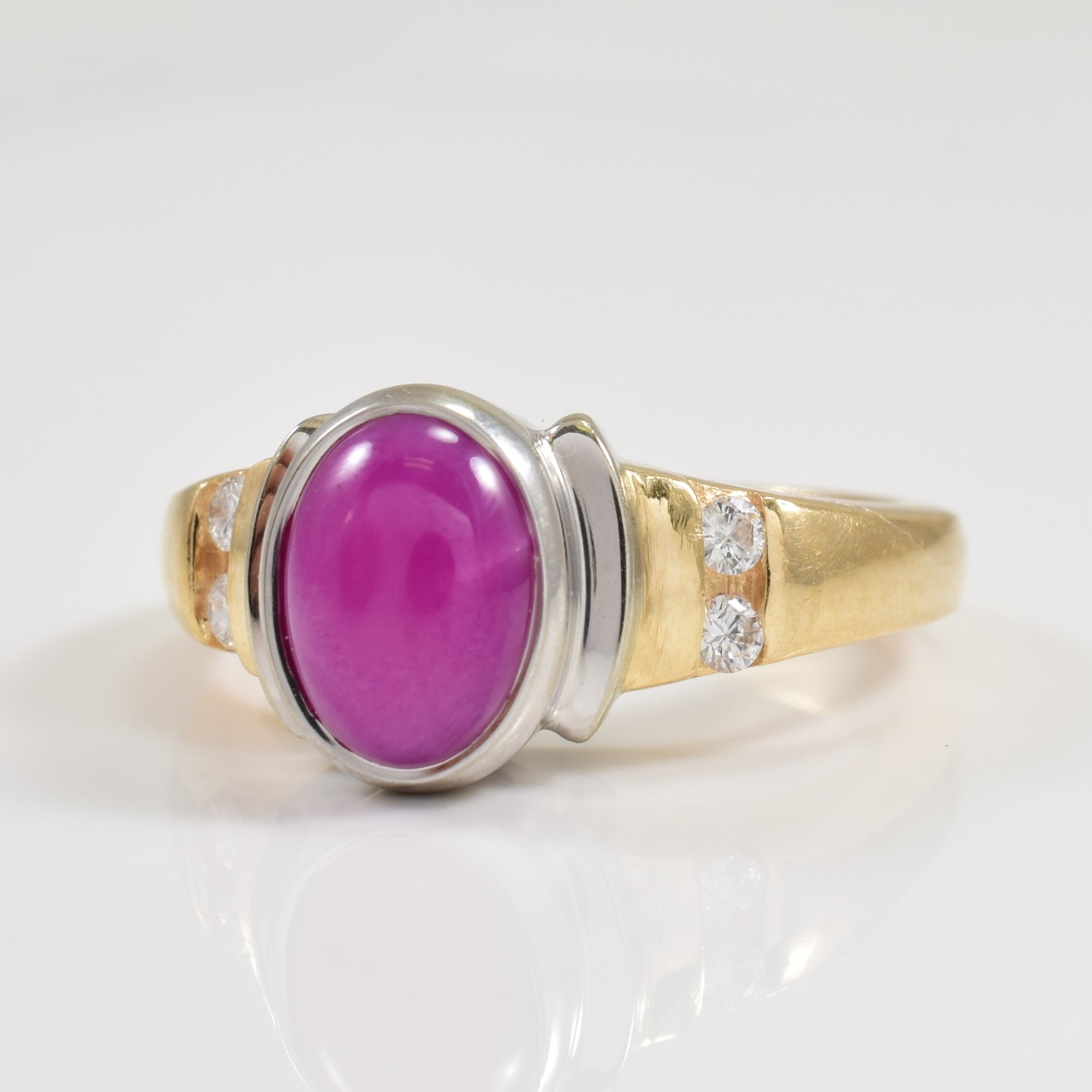 Synthetic Star Sapphire & Diamond Ring | 1.35ct, 0.08ctw | SZ 4 |