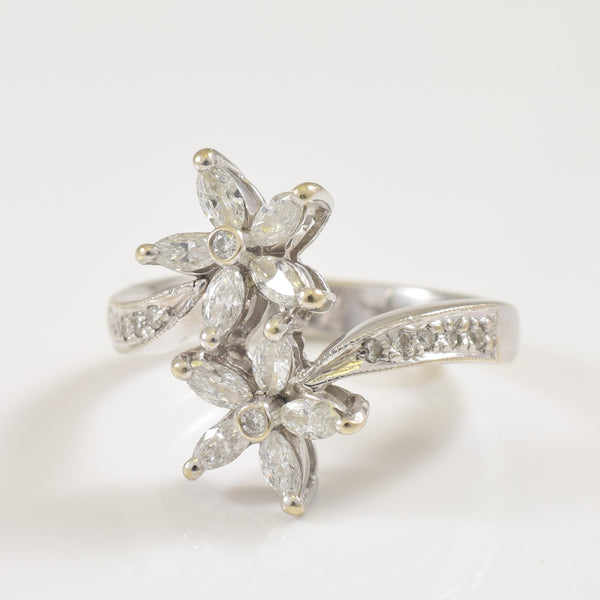 Diamond Flower Bypass Ring | 0.40ctw | SZ 5.75 |