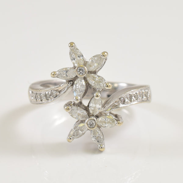 Diamond Flower Bypass Ring | 0.40ctw | SZ 5.75 |