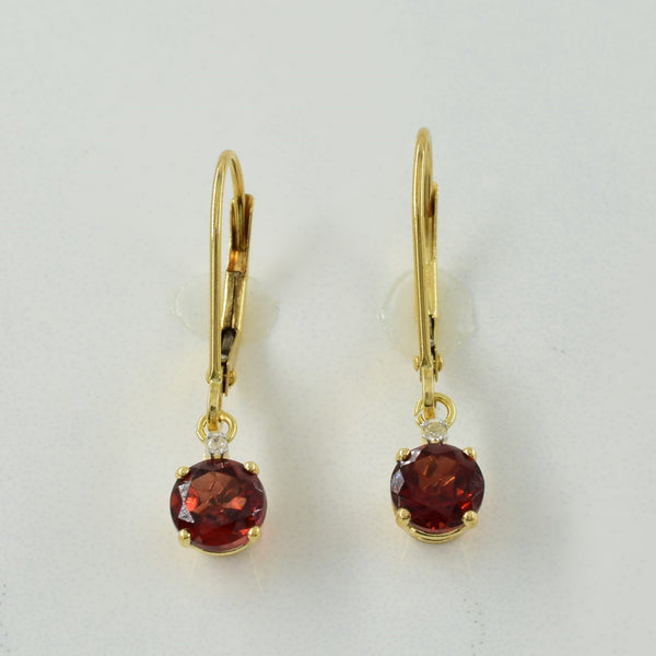 Garnet & Diamond Earrings | 1.20ctw, 0.01ctw |