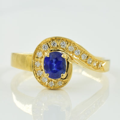 Blue Sapphire & Diamond Ring | 0.40ct, 0.11ctw | SZ 7.5 |