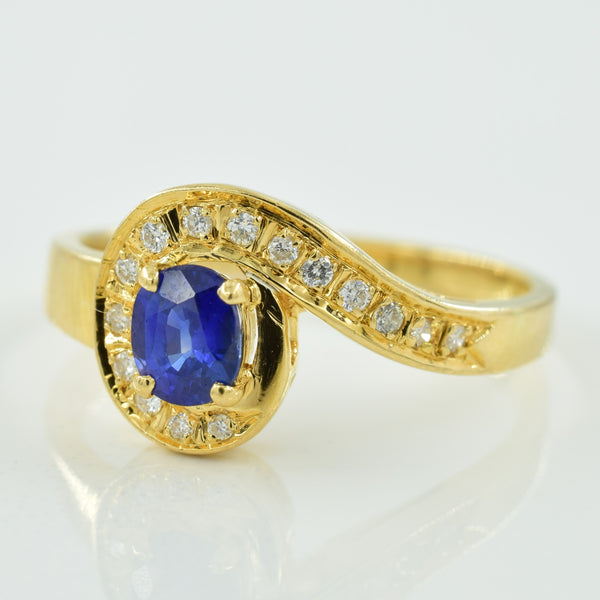 Blue Sapphire & Diamond Ring | 0.40ct, 0.11ctw | SZ 7.5 |