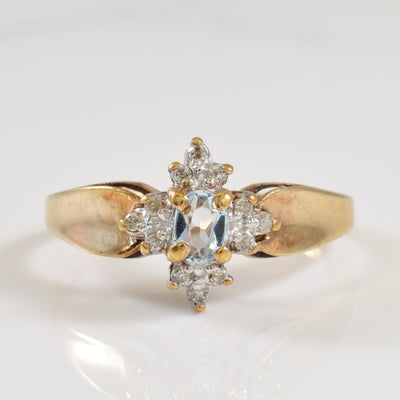 Aquamarine & Diamond Tapered Shank Ring | 0.14ct, 0.06ctw | SZ 6.5 |