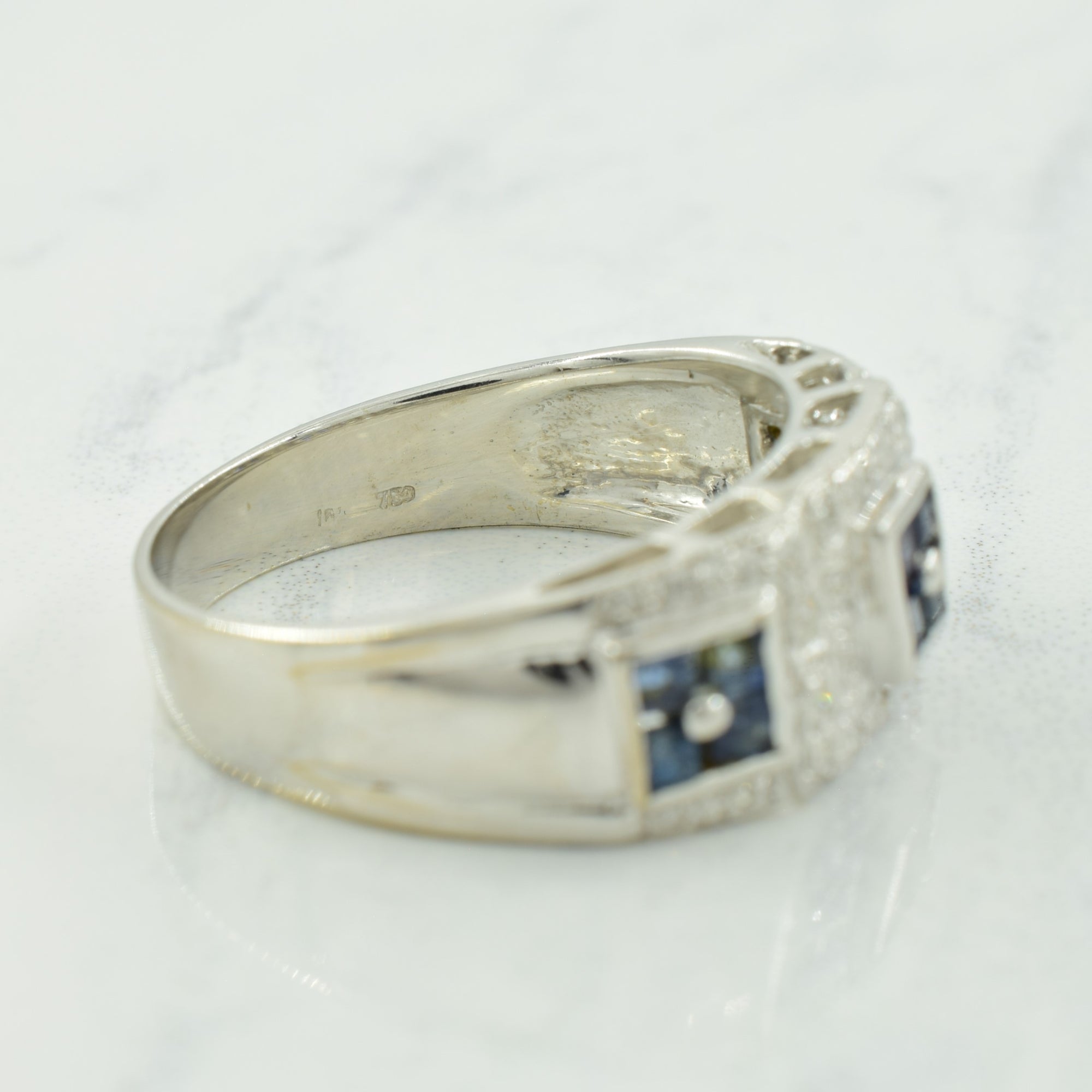 Blue Sapphire & Diamond Ring | 0.45ctw, 0.09ctw | SZ 8 |