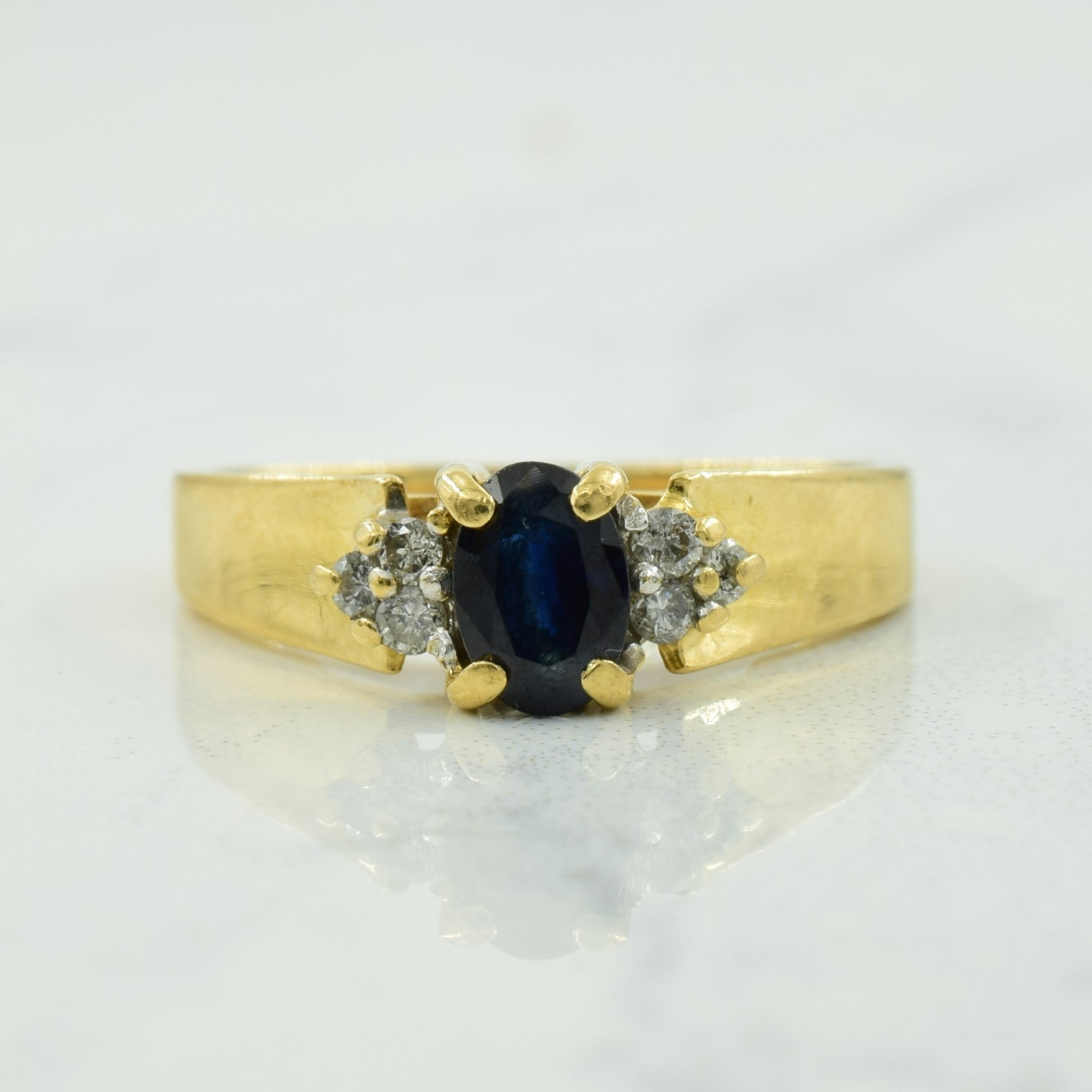 Blue Sapphire & Diamond Accent Ring | 0.50ct, 0.15ctw | SZ 6.25 |