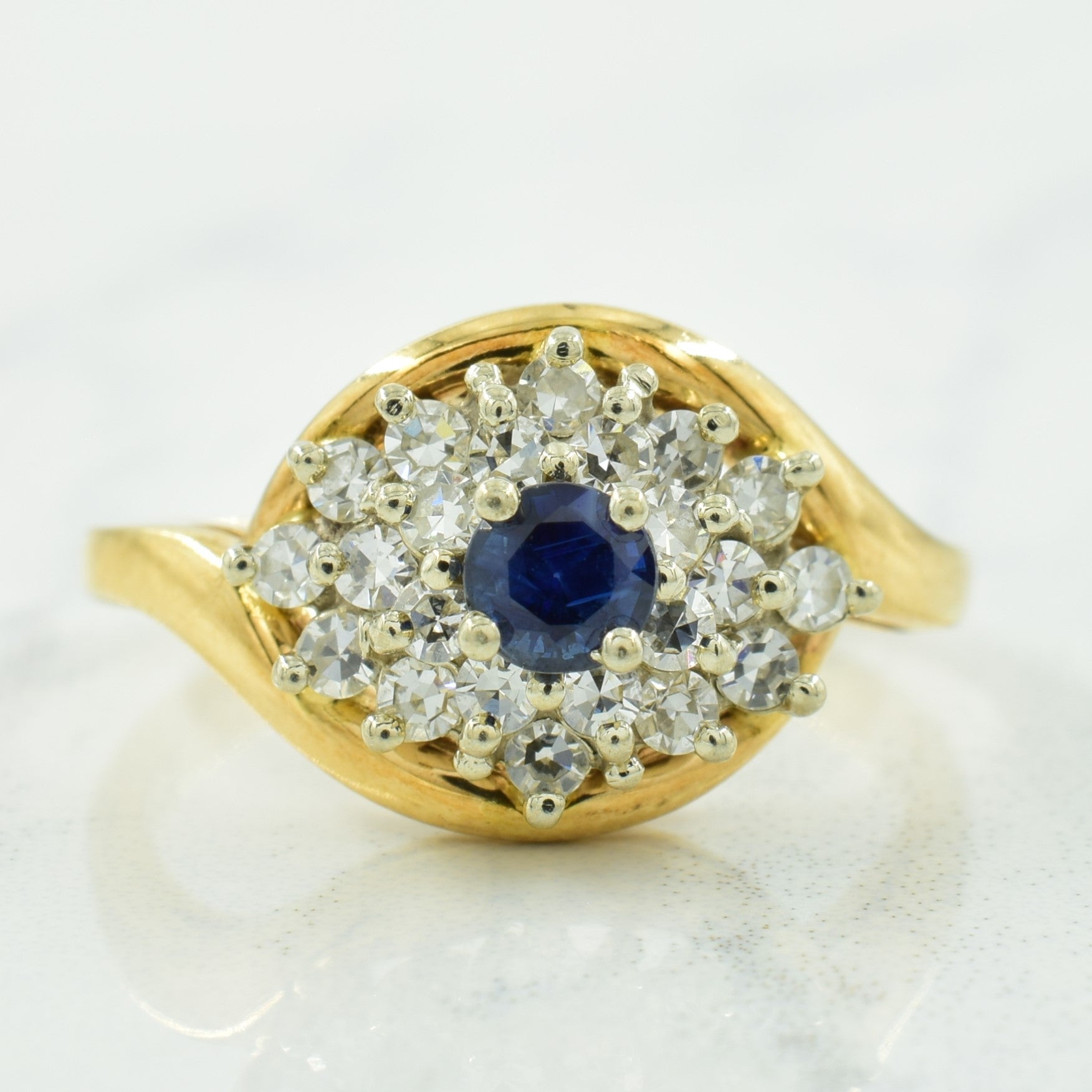 Diamond Cluster & Sapphire Ring | 0.32ctw, 0.22ct | SZ 5.75 |