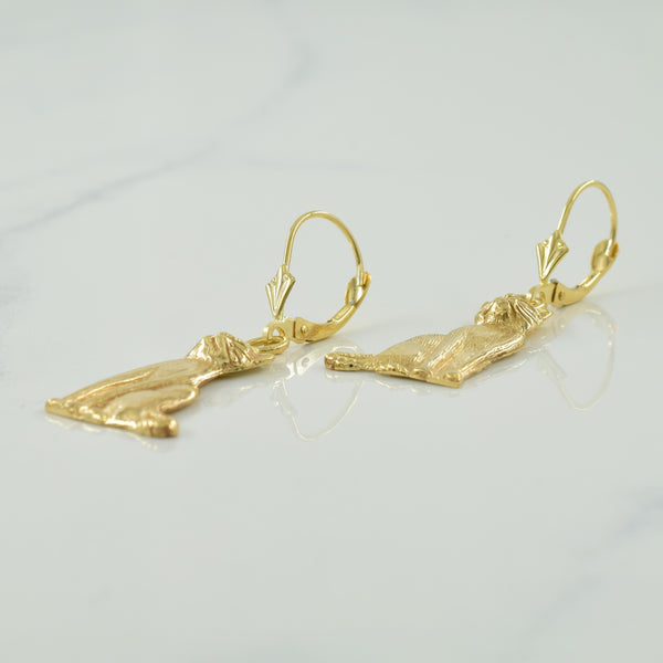 10k Yellow Gold Cat Earrings |