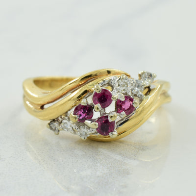 Ruby & Diamond Bypass Ring | 0.28ctw, 0.12ctw | SZ 8.5 |