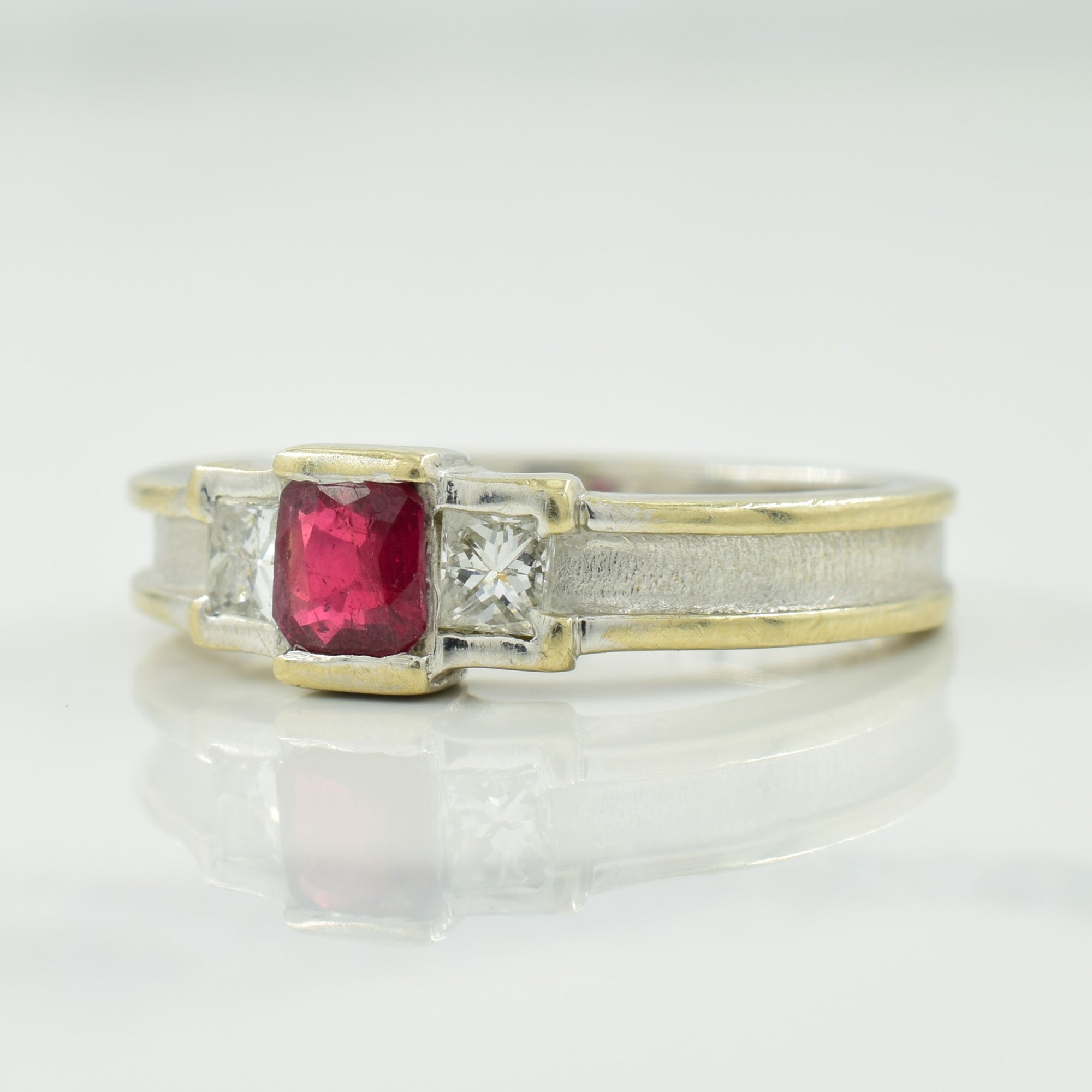 Ruby & Diamond Three Stone Ring | 0.50ct, 0.32ctw | SZ 8 |