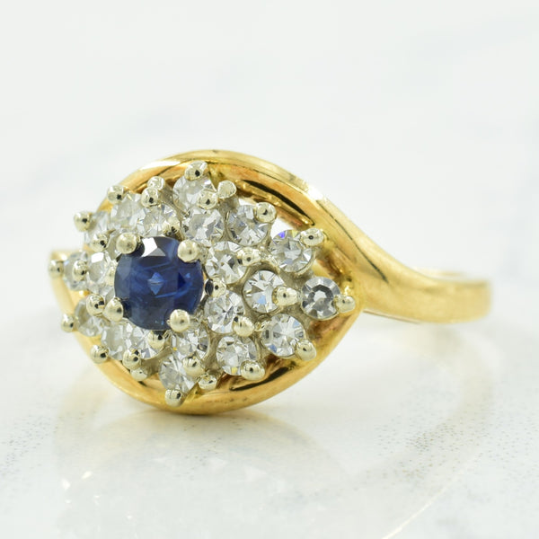 Diamond Cluster & Sapphire Ring | 0.32ctw, 0.22ct | SZ 5.75 |