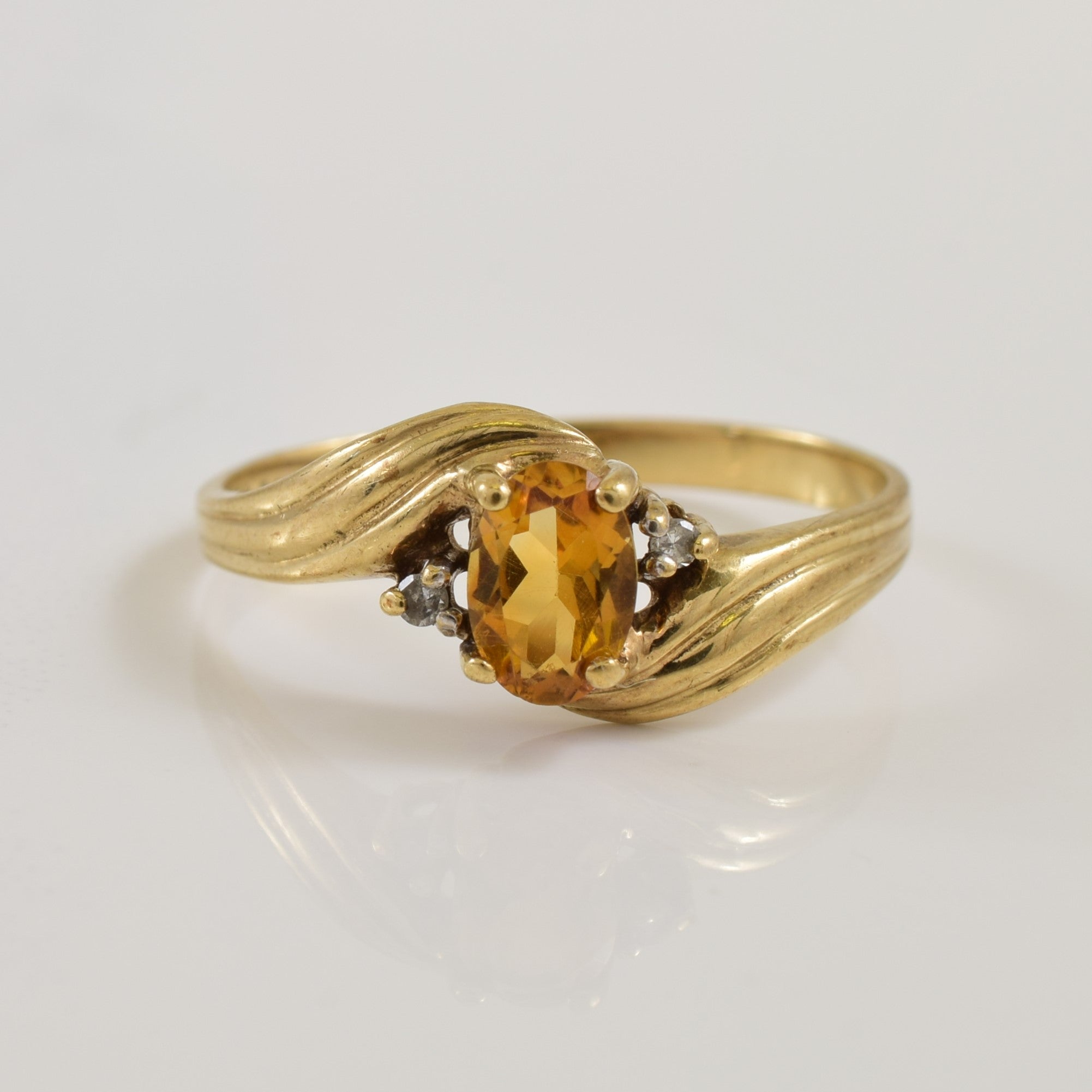 Citrine & Diamond Bypass Ring | 0.34ct, 0.02ctw | SZ 5.5 |