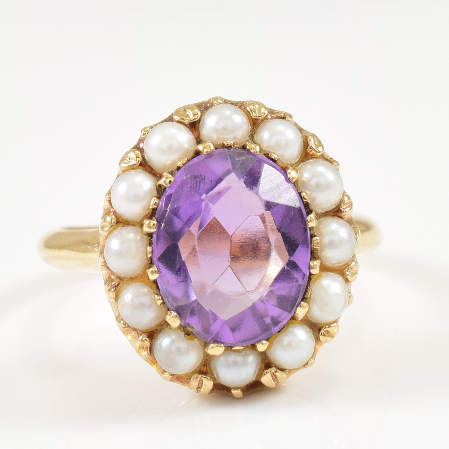 Amethyst & Seed Pearl Cocktail Ring | 2.00ct, 1.00ctw | SZ 5.75 |