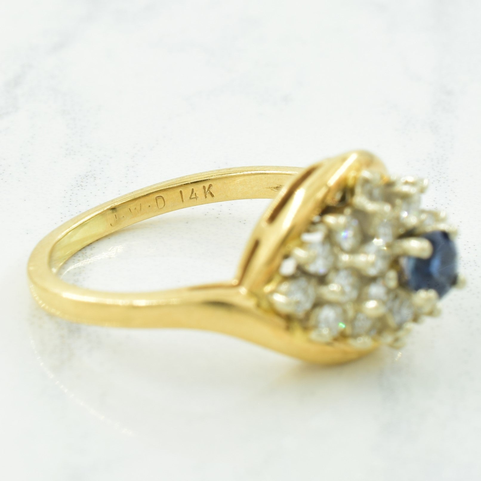 Diamond Cluster & Sapphire Ring | 0.32ctw, 0.22ct | SZ 5.75 |