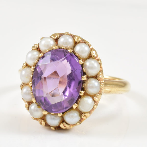 Amethyst & Seed Pearl Cocktail Ring | 2.00ct, 1.00ctw | SZ 5.75 |