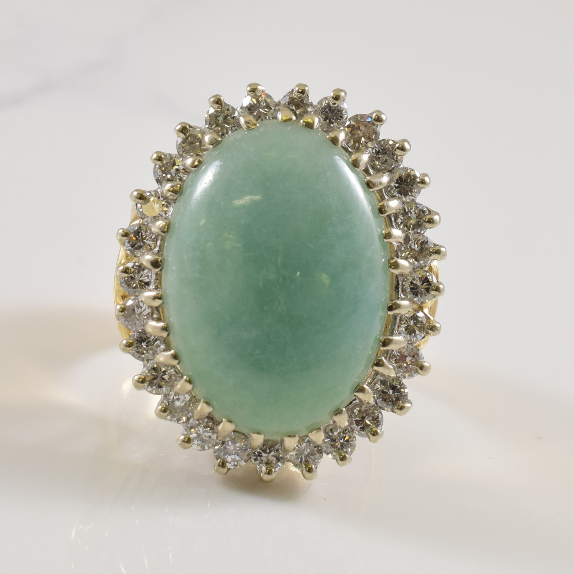 Jadeite & Diamond Cocktail Ring | 14.00ct, 1.26ctw | SZ 8.25 |