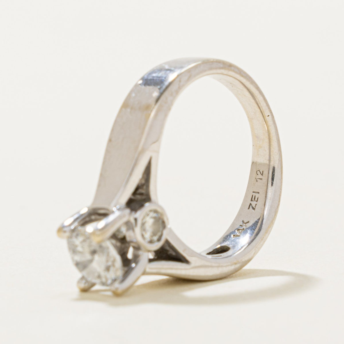14k Solitaire Diamond Reverse Tapered Ring | 0.70ct I2 D/E, 0.25ctw | SZ 3.5