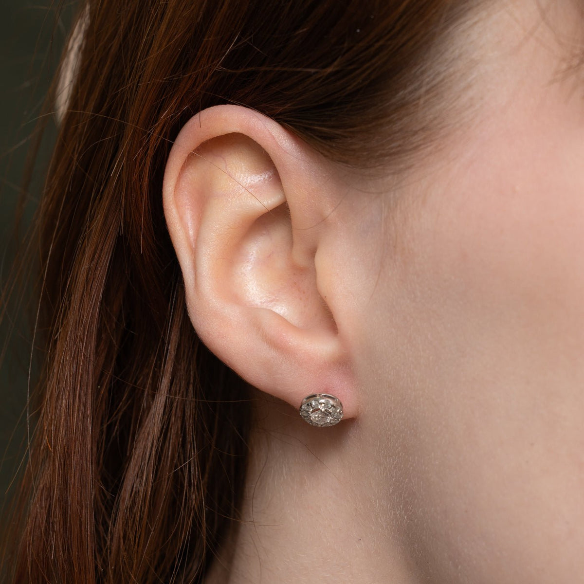 14k White Gold Diamond Halo Stud Earrings | 0.75ctw