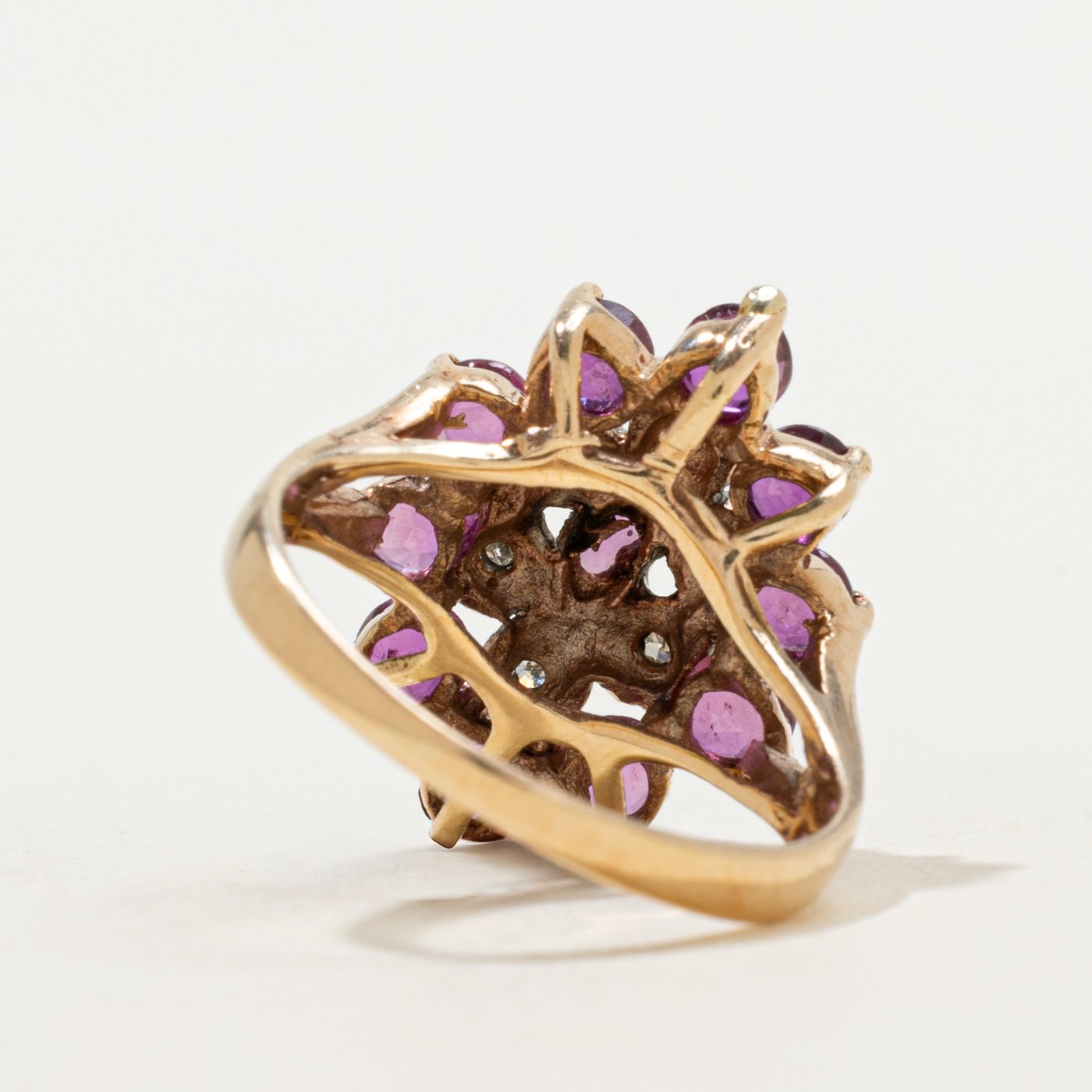 10K Ring with Diamond Accents with Ruby